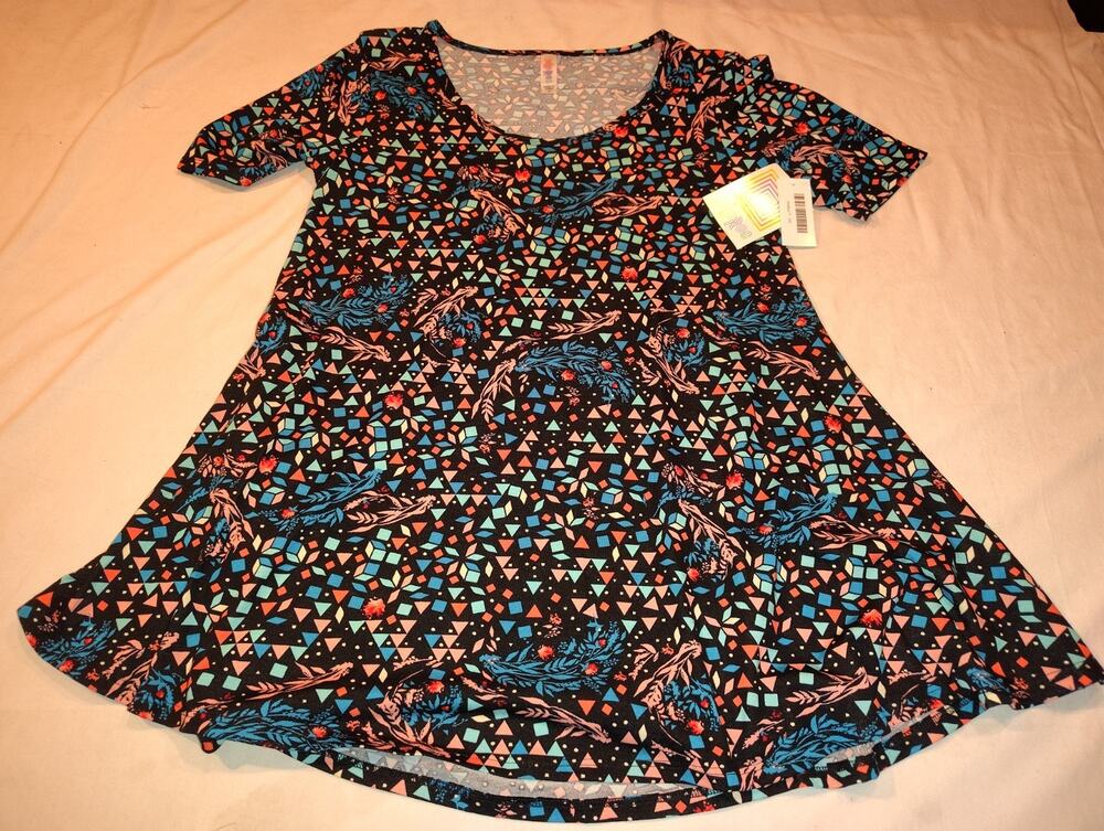 LuLaRoe Perfect T Short Sleeve Shirt Top Xtra Small NWT XS Colored Shapes NEW